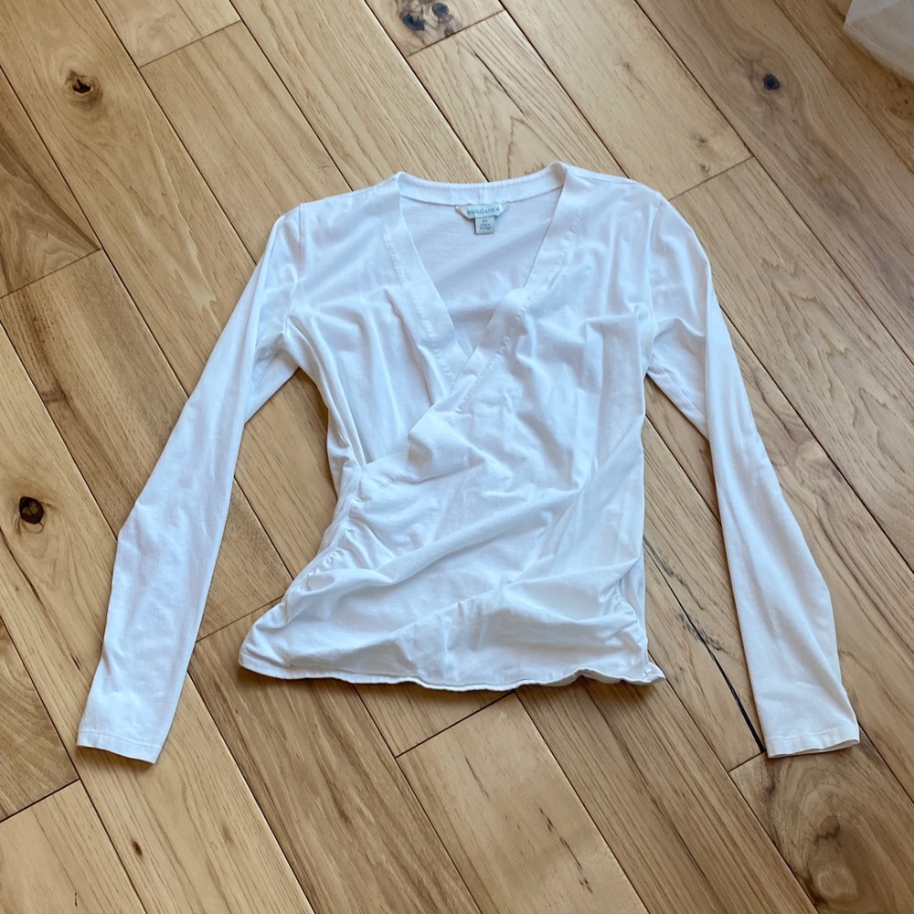 Sundance Cream Wrap-Style Long Sleeve Top